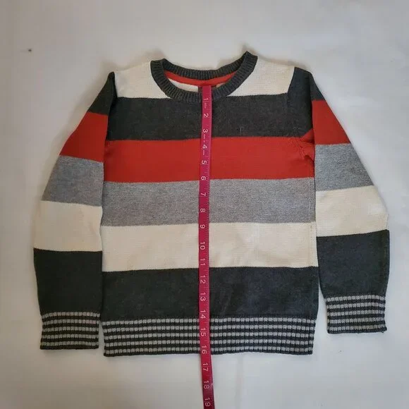 Esprit Kids Toddler Rusty Red Block Striped Crew Neck Pullover Knit Sweater 4T - Picture 12 of 12